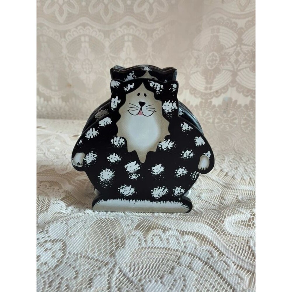 Black and White Cat Coaster Set Vintage